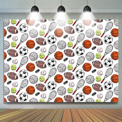 Lofaris Sports Balls Pattern Baby Shower Backdrop For Boy