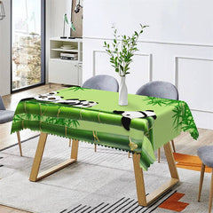 Lofaris Spring Bamboos Cute Panda Green Dining Tablecloth