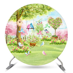 Lofaris Spring Birds Butterfly In The Garden Circle Backdrop Kit