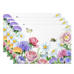 Lofaris Spring Bloom Flowers Bee Dining Set Of 4 Placemats