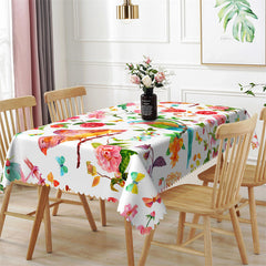 Lofaris Spring Blooming Flowers Birds Rectangle Tablecloth