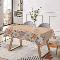 Lofaris Spring Blooming Flowers Khaki Rectangle Tablecloth