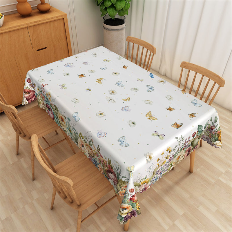 Lofaris Spring Butterfly Flower Home Decorative Tablecloth