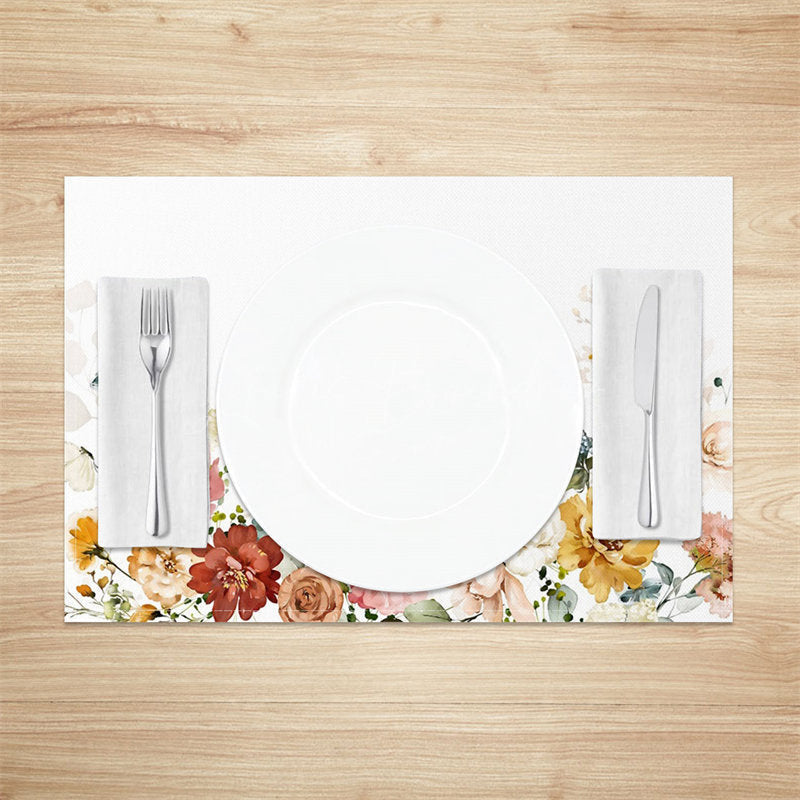 Lofaris Spring Colorful Blooming Flowers Set Of 4 Placemats