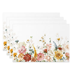 Lofaris Spring Colorful Blooming Flowers Set Of 4 Placemats