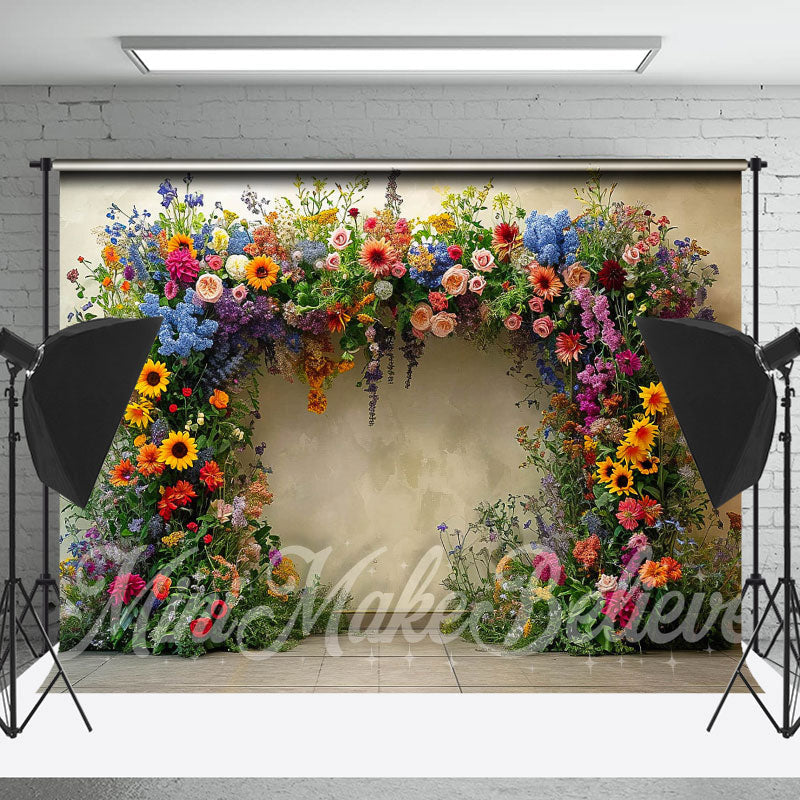 Lofaris Spring Colorful Floral Arch Wall Photography Backdrop