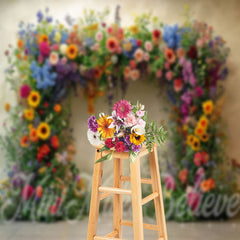 Lofaris Spring Colorful Floral Arch Wall Photography Backdrop