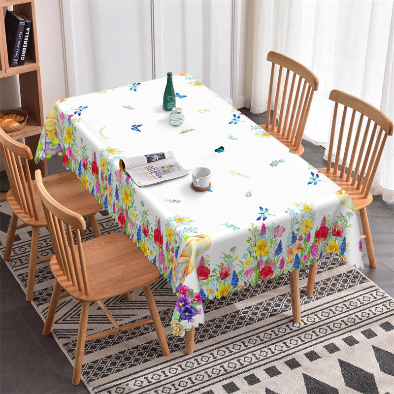 Lofaris Spring Colorful Floral Leaves Butterflies Tablecloth