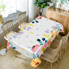 Lofaris Spring Colorful Floral Petals White Kitchen Tablecloth