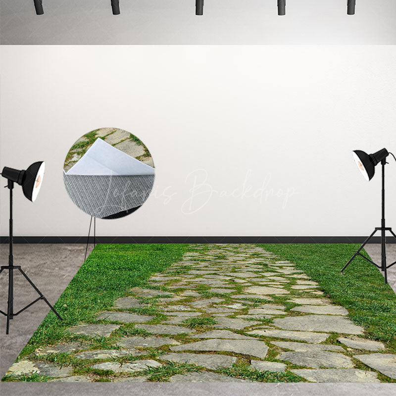 Lofaris Spring Country Stone Road Weeds Photo Floor Mat