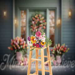 Lofaris Spring Door And Window Backdrop Flowers Decorated