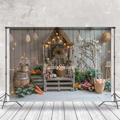 Lofaris Spring Easter Wooden House Interior Photo Backdrop