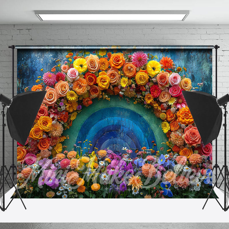 Lofaris Spring Fine Art Oil Painting Flower Rainbow Backdrop