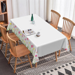 Lofaris Spring Floral Boho White Rectangle Tablecloth For Decor