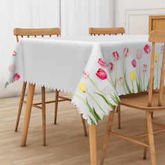 Lofaris Spring Floral Boho White Rectangle Tablecloth For Decor