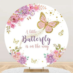 Lofaris Spring Floral Butterfly Round Baby Shower Backdrop