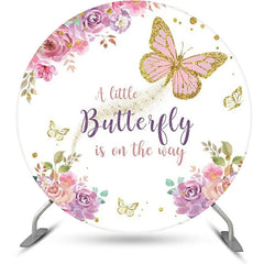 Lofaris Spring Floral Butterfly Round Baby Shower Backdrop