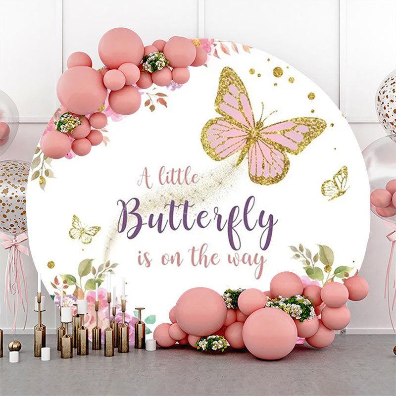 Lofaris Spring Floral Butterfly Round Baby Shower Backdrop