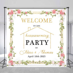 Lofaris Spring Floral Custom Name Housewarming Party Bakdrop