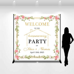 Lofaris Spring Floral Custom Name Housewarming Party Bakdrop