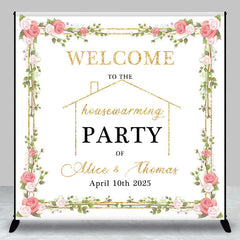 Lofaris Spring Floral Custom Name Housewarming Party Bakdrop