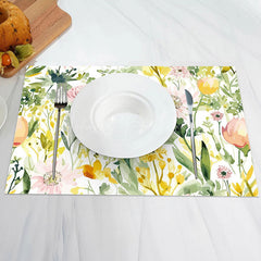 Lofaris Spring Floral Greenery Dining Set Of 4 Placemats