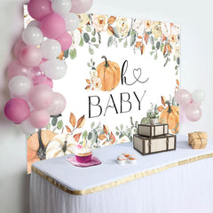 Lofaris Spring Floral Leaves Pumpkins Baby Shower Backdrop