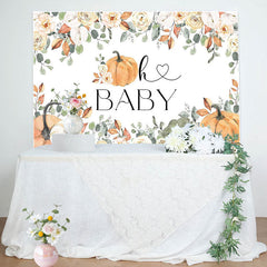 Lofaris Spring Floral Leaves Pumpkins Baby Shower Backdrop