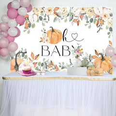 Lofaris Spring Floral Leaves Pumpkins Baby Shower Backdrop