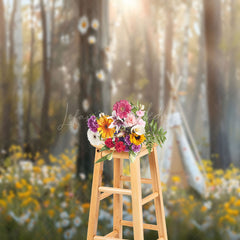 Lofaris Spring Floral Tent Trunk Sunlight Forest Backdrop