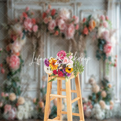 Lofaris Spring Floral Vintage White Wall Wedding Backdrop