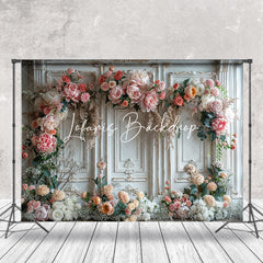 Lofaris Spring Floral Vintage White Wall Wedding Backdrop