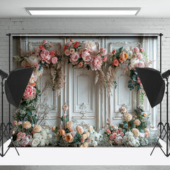 Lofaris Spring Floral Vintage White Wall Wedding Backdrop