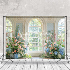 Lofaris Spring Floral White Retro Window Wedding Backdrop