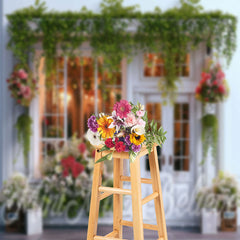 Lofaris Spring Flower Store Doors And Windows Photo Backdrop