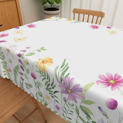 Lofaris Spring Flowers Butterfly Home Decorative Tablecloth