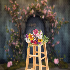 Lofaris Spring Gray Arch Wooden House Photography Backdrop