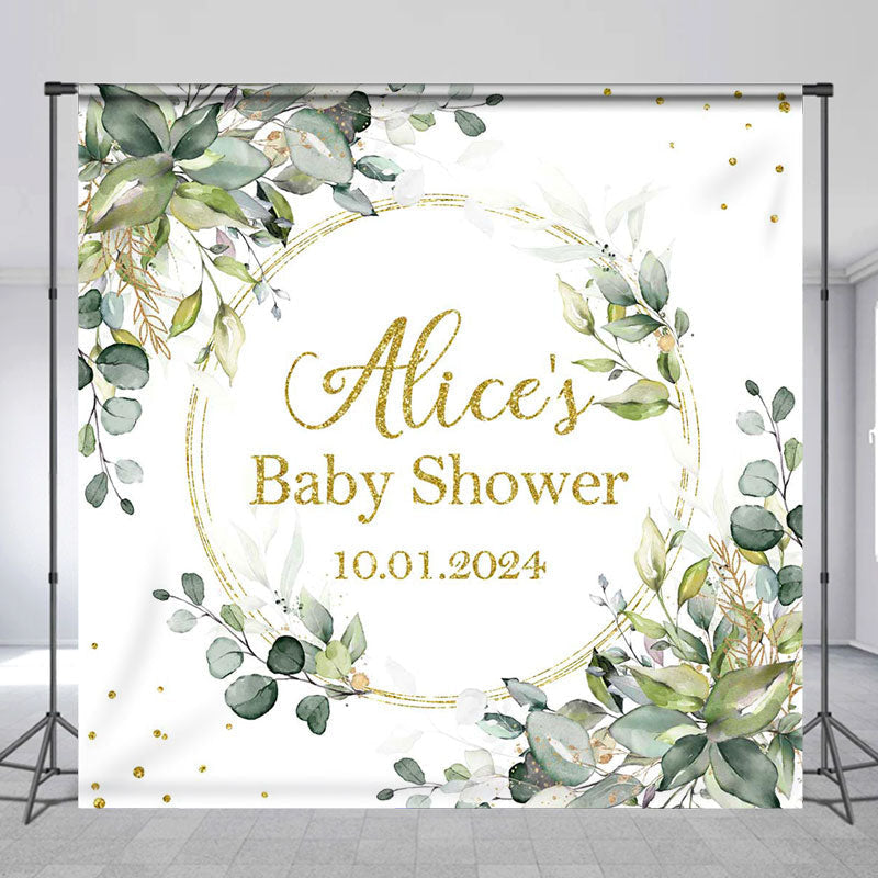 Lofaris Spring Green Leaves Boho Custom Baby Shower Backdrop