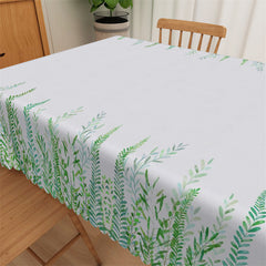 Lofaris Spring Green Leaves Boho White Tablecloth For Home Decor