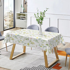 Lofaris Spring Green Leaves Flowers Repeat Dining Tablecloth