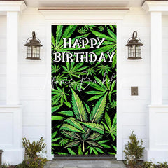 Lofaris Spring Green Plant Leaves Happy Birthday Door Cover