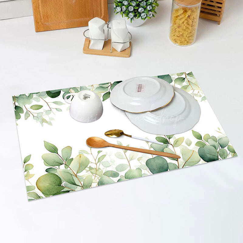 Lofaris Spring Greenery Natural White Set Of 4 Placemats