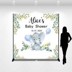 Lofaris Spring Leaves Elephant Custom Baby Shower Backdrop