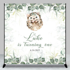 Lofaris Spring Leaves Hedgehog Custom 1st Birthday Backdrop