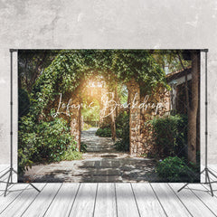 Lofaris Spring Leaves Path Brick Door Photography Backdrop