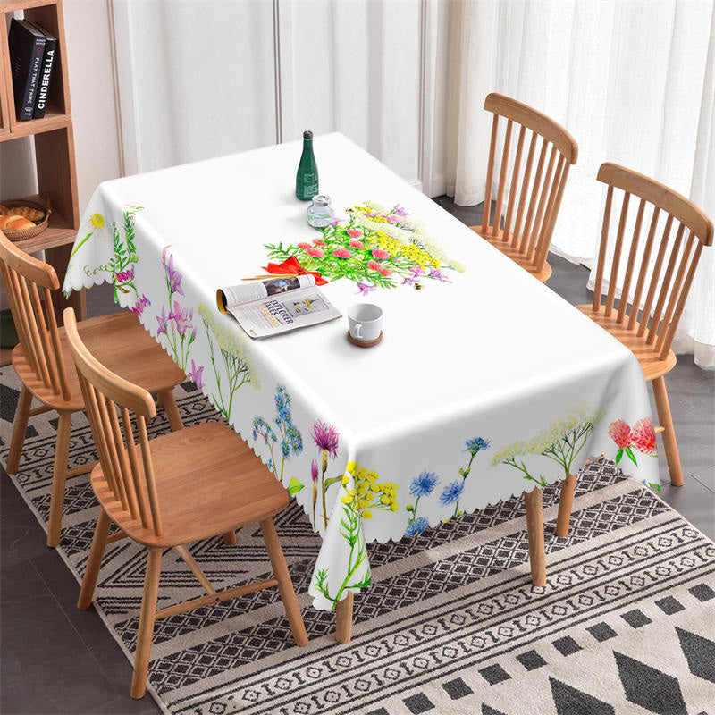 Lofaris Spring Multicolor Flowers Pastoral Picnic Tablecloth