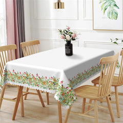 Lofaris Spring Simple White Floral Edge Kitchen Tablecloth