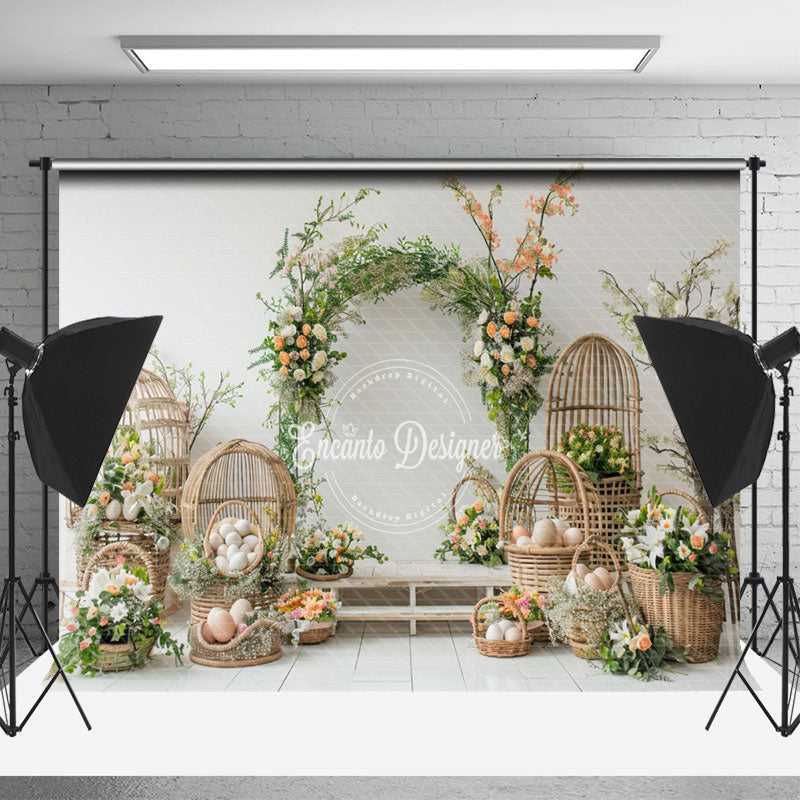 Lofaris Spring White Wall Flowers Interior Birthday Backdrop