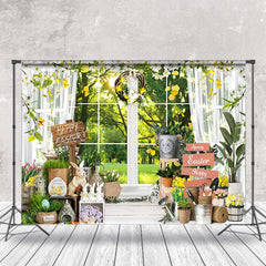 Lofaris Spring White Window Garden Easter Photo Backdrop