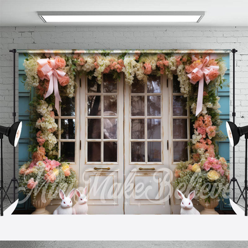 Lofaris Square Flower Stand Wooden Door Easter Backdrop